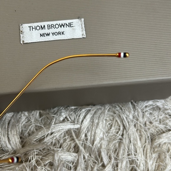 NIB THOM BROWNE TB-809 Aviator Sunglasses in Navy/Gold 55mm Made in Japan $650 - Picture 2 of 12